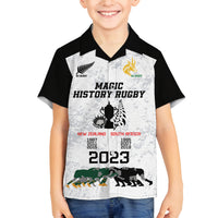 New Zealand South Africa Rugby Family Matching Tank Maxi Dress and Hawaiian Shirt History Commemorative World Cup Winners Unique LT9 Son's Shirt White - Polynesian Pride