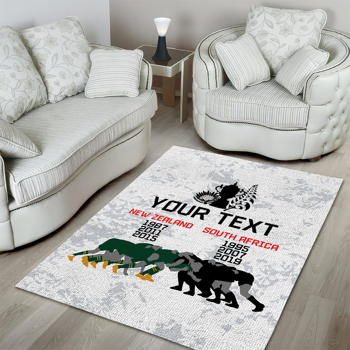 Custom New Zealand South Africa Rugby Area Rug History Commemorative World Cup Winners Unique LT9 - Polynesian Pride