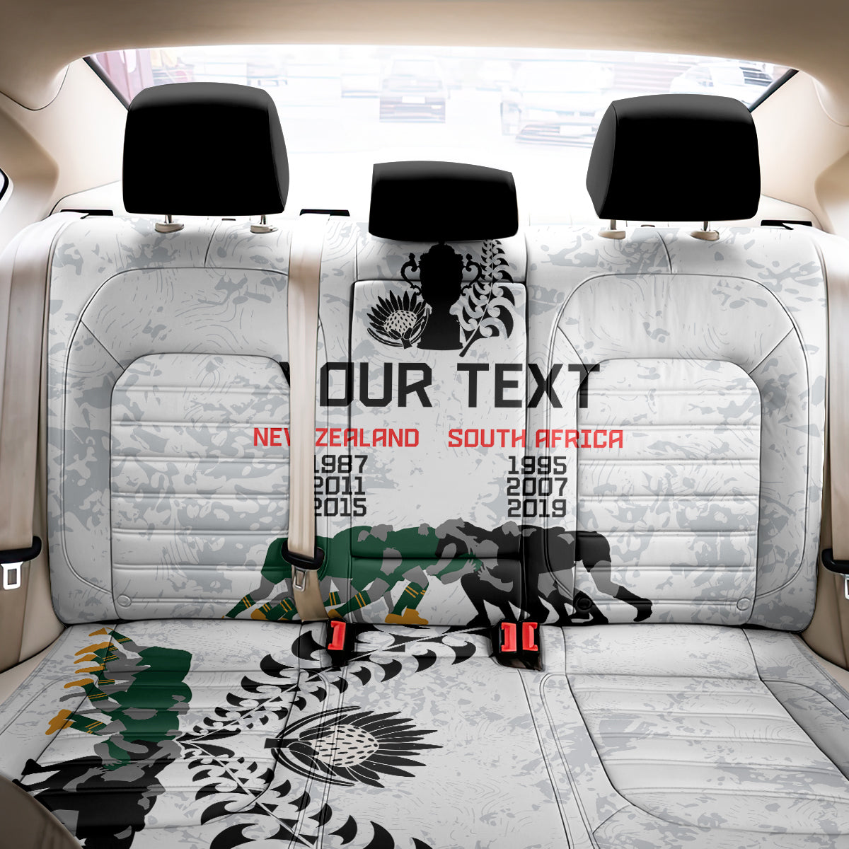 Custom New Zealand South Africa Rugby Back Car Seat Cover History Commemorative World Cup Winners Unique LT9 - Polynesian Pride