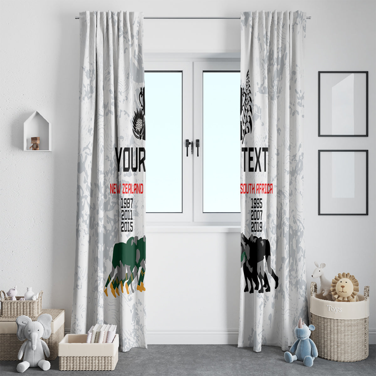 Custom New Zealand South Africa Rugby Window Curtain History Commemorative World Cup Winners Unique LT9 - Polynesian Pride