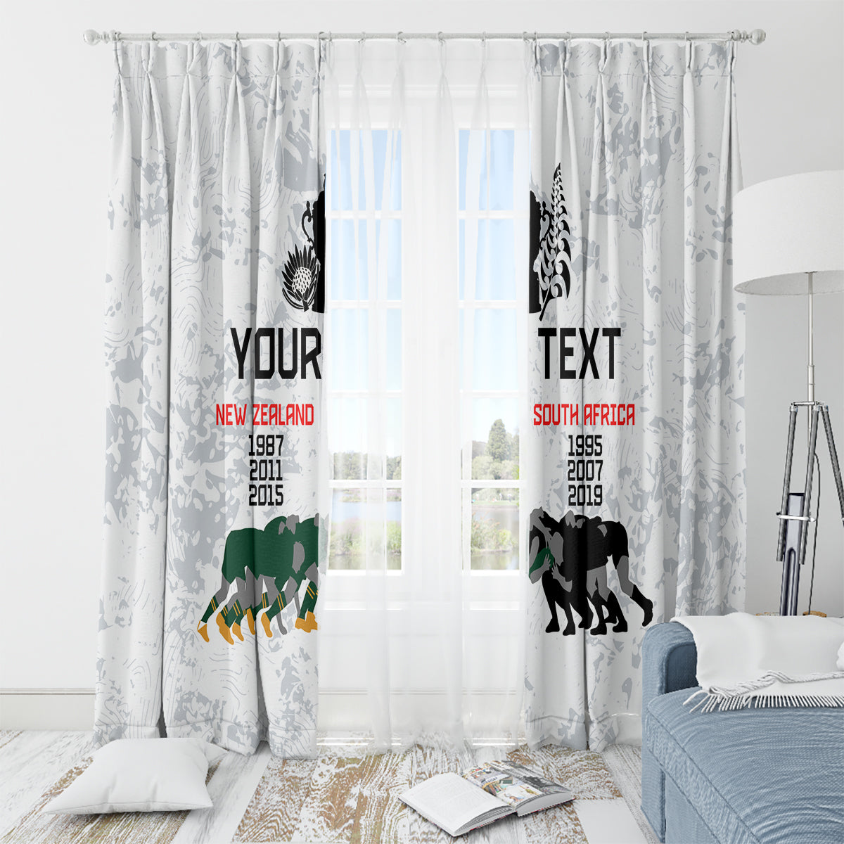 Custom New Zealand South Africa Rugby Window Curtain History Commemorative World Cup Winners Unique LT9 - Polynesian Pride