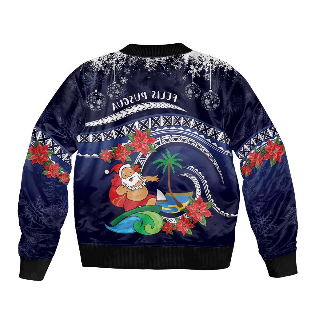 Felis Pusgua Guam Santa Bomber Jacket Merry Christmas with Polynesian Tribal LT9 - Polynesian Pride