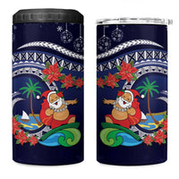 Felis Pusgua Guam Santa 4 in 1 Can Cooler Tumbler Merry Christmas with Polynesian Tribal LT9 One Size: 16 oz Blue - Polynesian Pride