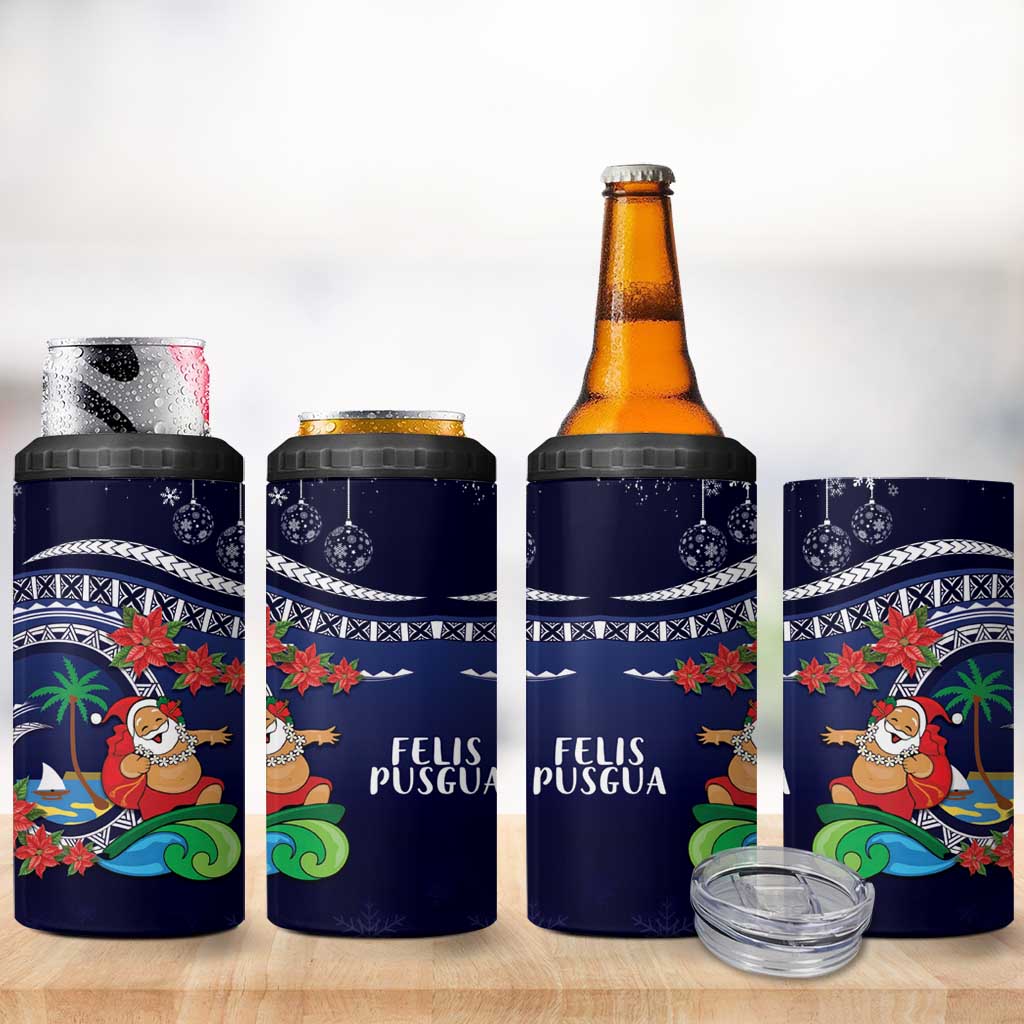 Felis Pusgua Guam Santa 4 in 1 Can Cooler Tumbler Merry Christmas with Polynesian Tribal LT9 - Polynesian Pride