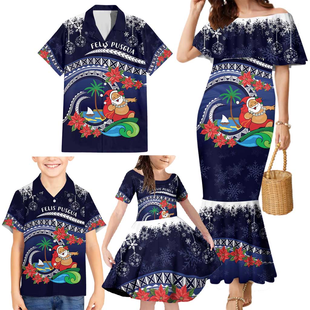 Felis Pusgua Guam Santa Family Matching Mermaid Dress and Hawaiian Shirt Merry Christmas with Polynesian Tribal LT9 - Polynesian Pride