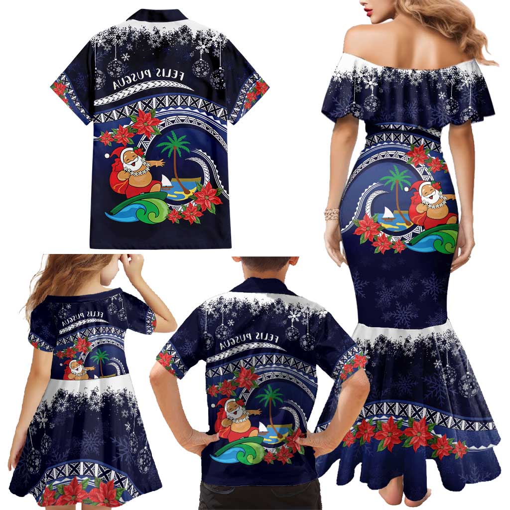 Felis Pusgua Guam Santa Family Matching Mermaid Dress and Hawaiian Shirt Merry Christmas with Polynesian Tribal LT9 - Polynesian Pride