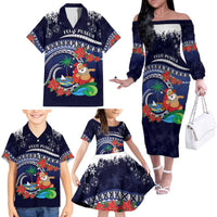 Felis Pusgua Guam Santa Family Matching Off The Shoulder Long Sleeve Dress and Hawaiian Shirt Merry Christmas with Polynesian Tribal LT9 - Polynesian Pride