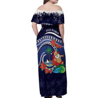 Felis Pusgua Guam Santa Family Matching Off Shoulder Maxi Dress and Hawaiian Shirt Merry Christmas with Polynesian Tribal LT9 - Polynesian Pride