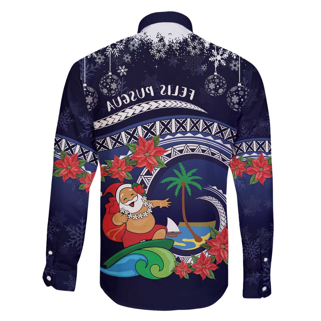 Felis Pusgua Guam Santa Family Matching Off Shoulder Short Dress and Hawaiian Shirt Merry Christmas with Polynesian Tribal LT9 - Polynesian Pride