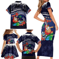 Felis Pusgua Guam Santa Family Matching Short Sleeve Bodycon Dress and Hawaiian Shirt Merry Christmas with Polynesian Tribal LT9 - Polynesian Pride