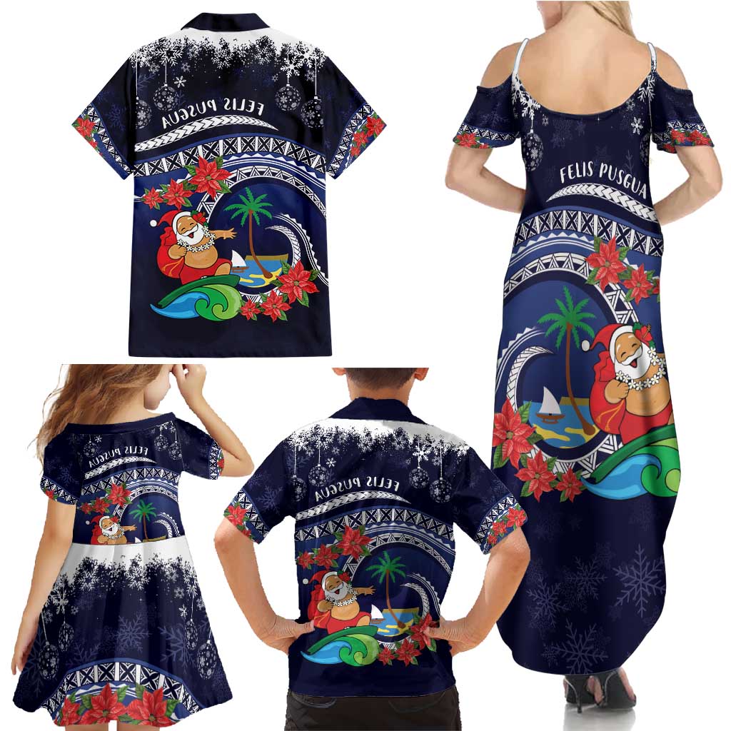 Felis Pusgua Guam Santa Family Matching Summer Maxi Dress and Hawaiian Shirt Merry Christmas with Polynesian Tribal LT9 - Polynesian Pride