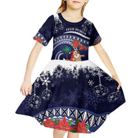 Felis Pusgua Guam Santa Kid Short Sleeve Dress Merry Christmas with Polynesian Tribal LT9 - Polynesian Pride