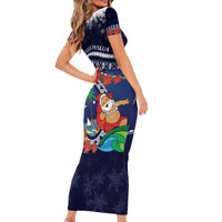 Felis Pusgua Guam Santa Short Sleeve Bodycon Dress Merry Christmas with Polynesian Tribal LT9 - Polynesian Pride