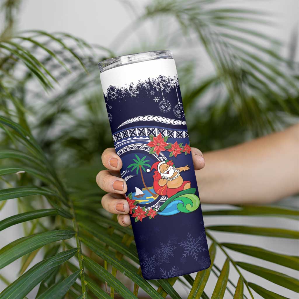Felis Pusgua Guam Santa Skinny Tumbler Merry Christmas with Polynesian Tribal LT9 - Polynesian Pride