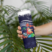 Felis Pusgua Guam Santa Skinny Tumbler Merry Christmas with Polynesian Tribal LT9 - Polynesian Pride