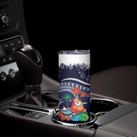 Felis Pusgua Guam Santa Skinny Tumbler Merry Christmas with Polynesian Tribal LT9 - Polynesian Pride