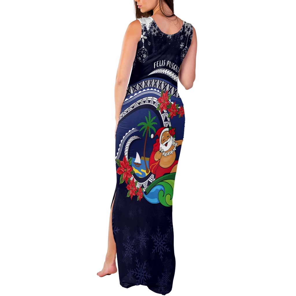 Felis Pusgua Guam Santa Tank Maxi Dress Merry Christmas with Polynesian Tribal LT9 - Polynesian Pride