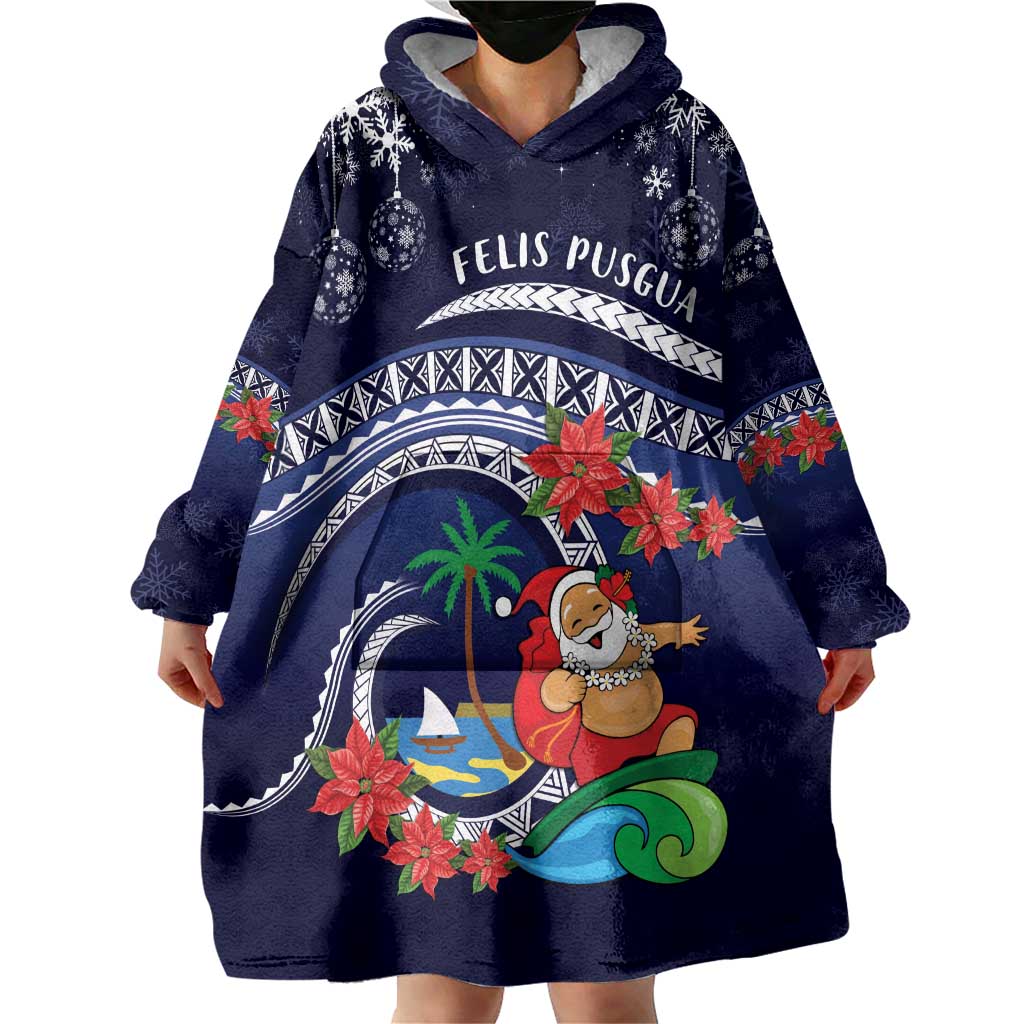 Felis Pusgua Guam Santa Wearable Blanket Hoodie Merry Christmas with Polynesian Tribal LT9 - Polynesian Pride