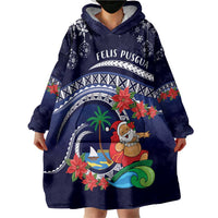 Felis Pusgua Guam Santa Wearable Blanket Hoodie Merry Christmas with Polynesian Tribal LT9 - Polynesian Pride