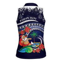 Felis Pusgua Guam Santa Women Sleeveless Polo Shirt Merry Christmas with Polynesian Tribal LT9 - Polynesian Pride