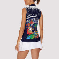 Felis Pusgua Guam Santa Women Sleeveless Polo Shirt Merry Christmas with Polynesian Tribal LT9 - Polynesian Pride