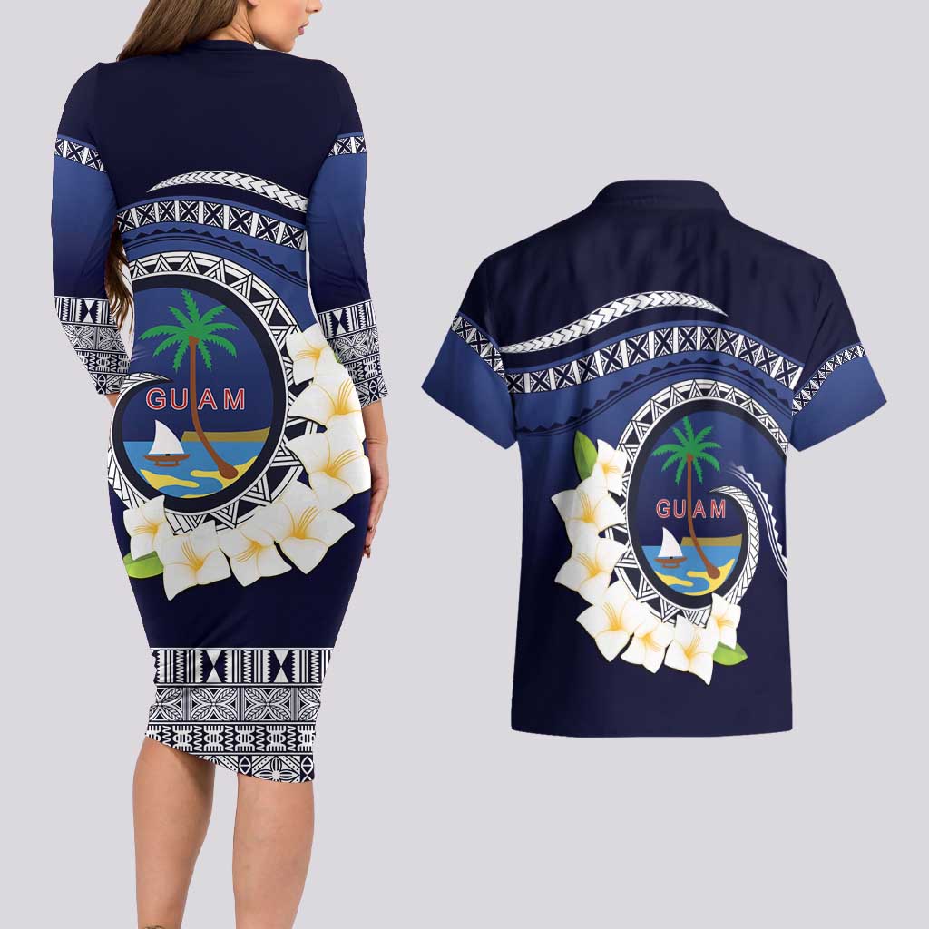 Hafai Adai Guam Guasalis Couples Matching Long Sleeve Bodycon Dress and Hawaiian Shirt Polynesian Tribal Pattern LT9 - Polynesian Pride