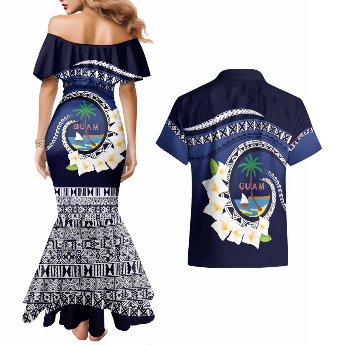 Hafai Adai Guam Guasalis Couples Matching Mermaid Dress and Hawaiian Shirt Polynesian Tribal Pattern LT9 - Polynesian Pride