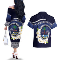 Hafai Adai Guam Guasalis Couples Matching Off The Shoulder Long Sleeve Dress and Hawaiian Shirt Polynesian Tribal Pattern LT9 - Polynesian Pride