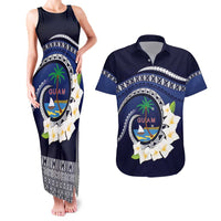Hafai Adai Guam Guasalis Couples Matching Tank Maxi Dress and Hawaiian Shirt Polynesian Tribal Pattern LT9 Blue - Polynesian Pride