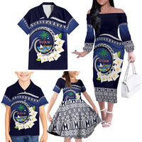 Hafai Adai Guam Guasalis Family Matching Off The Shoulder Long Sleeve Dress and Hawaiian Shirt Polynesian Tribal Pattern LT9 - Polynesian Pride