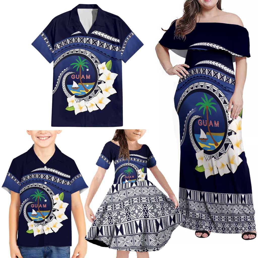 Hafai Adai Guam Guasalis Family Matching Off Shoulder Maxi Dress and Hawaiian Shirt Polynesian Tribal Pattern LT9 - Polynesian Pride