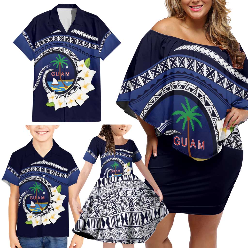 Hafai Adai Guam Guasalis Family Matching Off Shoulder Short Dress and Hawaiian Shirt Polynesian Tribal Pattern LT9 - Polynesian Pride