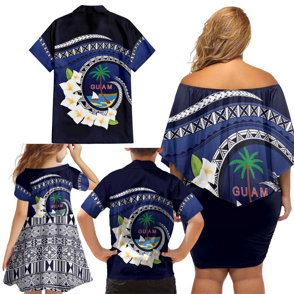 Hafai Adai Guam Guasalis Family Matching Off Shoulder Short Dress and Hawaiian Shirt Polynesian Tribal Pattern LT9 - Polynesian Pride