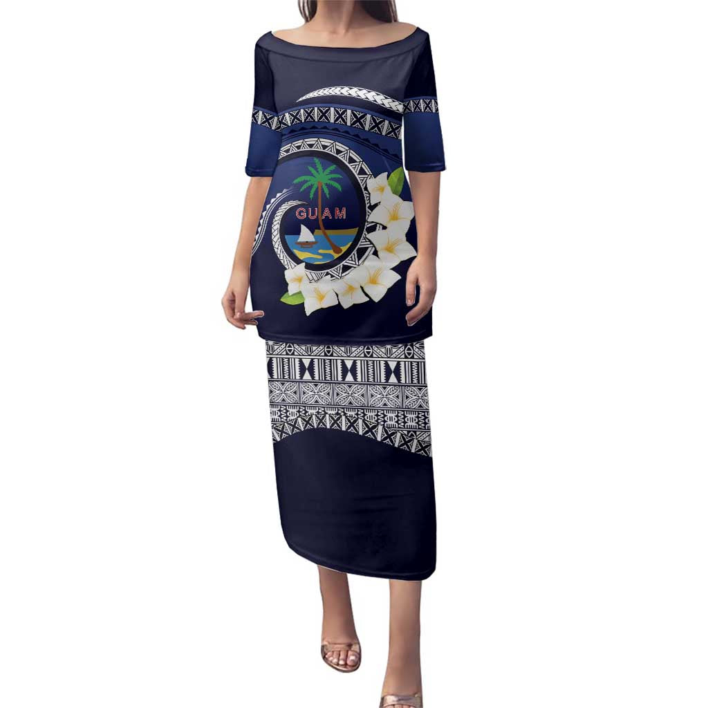 Hafai Adai Guam Guasalis Family Matching Puletasi and Hawaiian Shirt Polynesian Tribal Pattern LT9 Mom's Dress Blue - Polynesian Pride