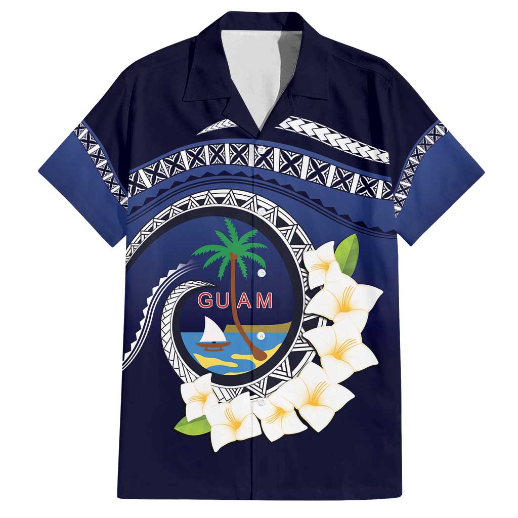 Hafai Adai Guam Guasalis Family Matching Summer Maxi Dress and Hawaiian Shirt Polynesian Tribal Pattern LT9 Dad's Shirt - Short Sleeve Blue - Polynesian Pride