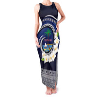 Hafai Adai Guam Guasalis Family Matching Tank Maxi Dress and Hawaiian Shirt Polynesian Tribal Pattern LT9 Mom's Dress Blue - Polynesian Pride
