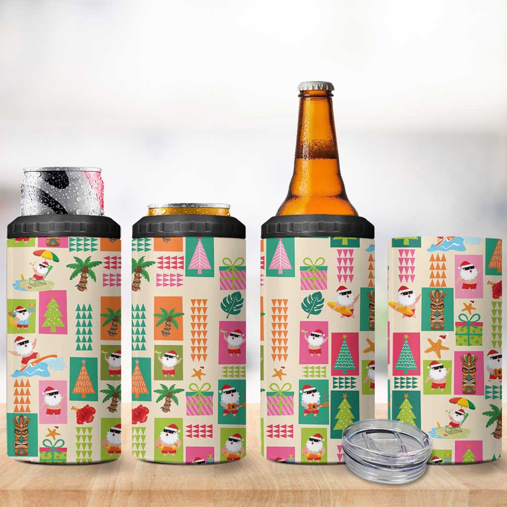 Mele Kalikimaka Hawaii Christmas 4 in 1 Can Cooler Tumbler Funny Santan Hippie Style LT9 - Polynesian Pride
