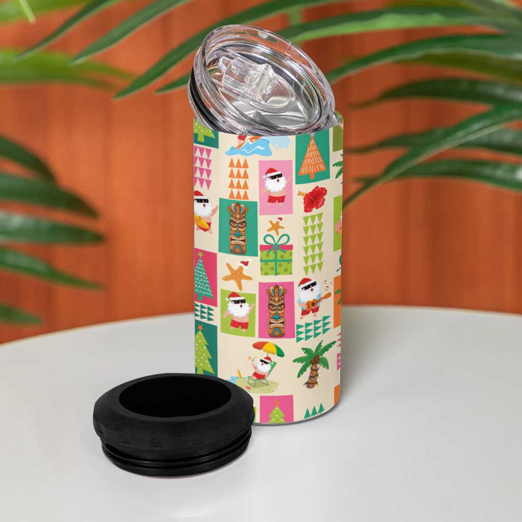 Mele Kalikimaka Hawaii Christmas 4 in 1 Can Cooler Tumbler Funny Santan Hippie Style LT9 - Polynesian Pride
