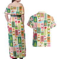 Mele Kalikimaka Hawaii Christmas Couples Matching Off Shoulder Maxi Dress and Hawaiian Shirt Funny Santan Hippie Style LT9 - Polynesian Pride