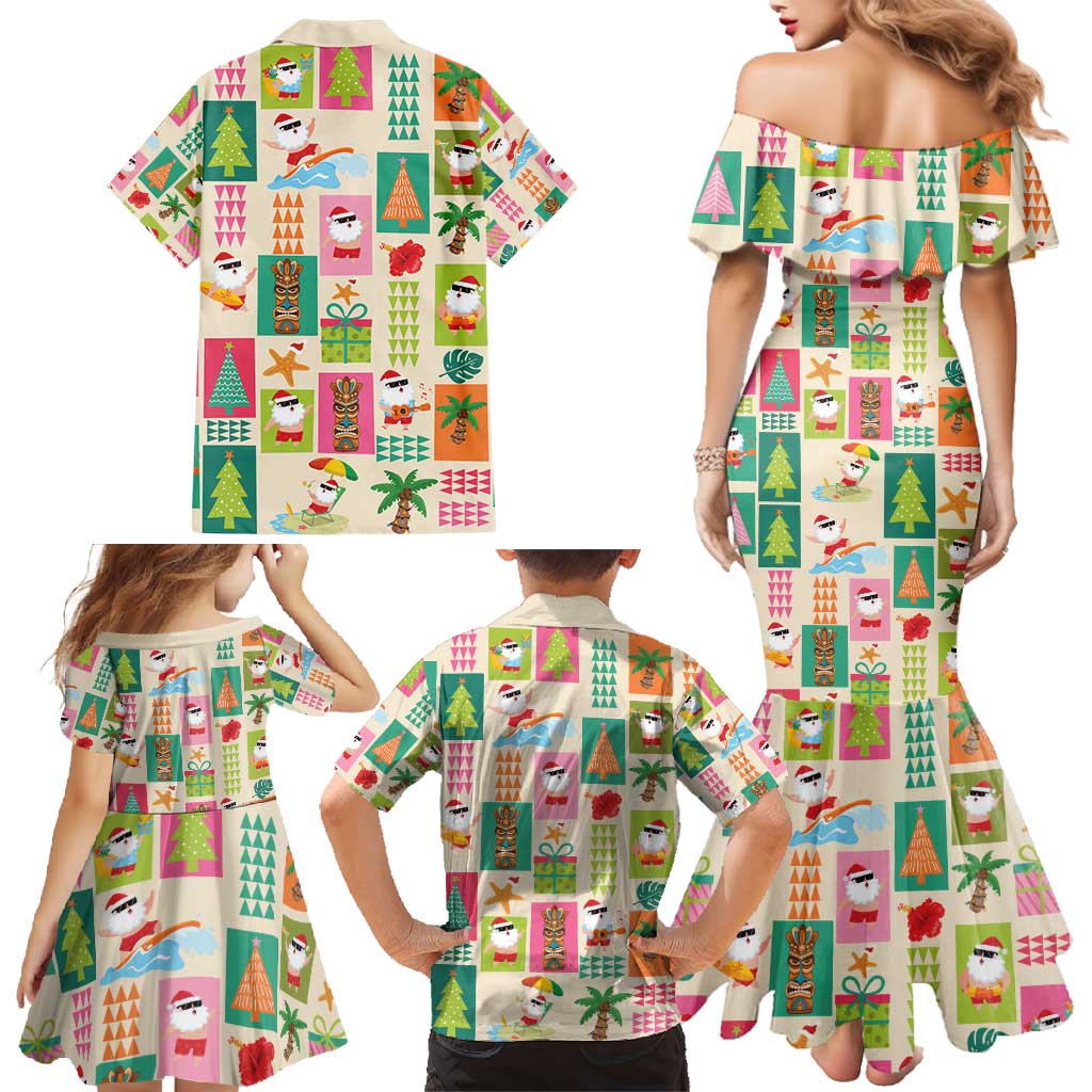 Mele Kalikimaka Hawaii Christmas Family Matching Mermaid Dress and Hawaiian Shirt Funny Santan Hippie Style LT9 - Polynesian Pride