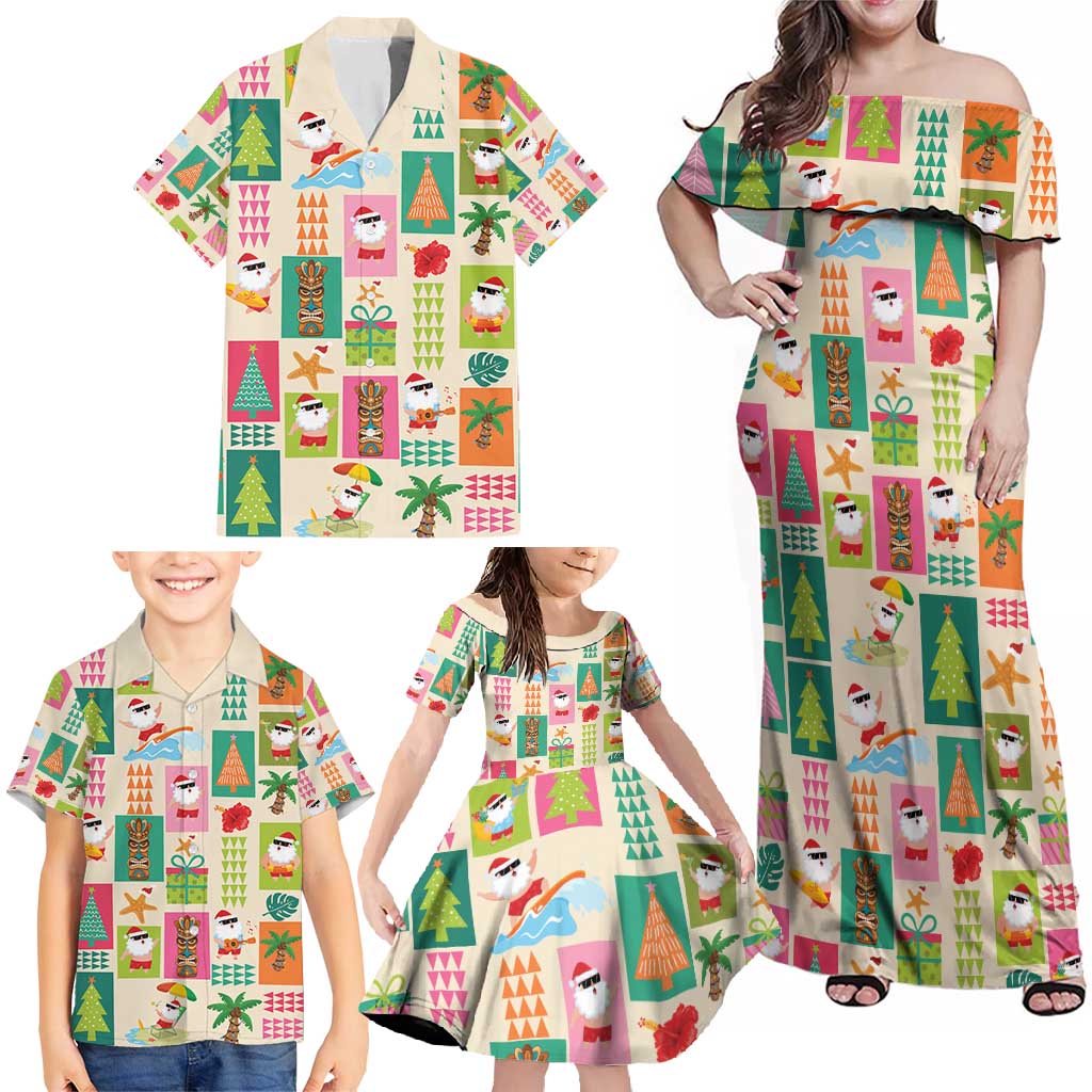 Mele Kalikimaka Hawaii Christmas Family Matching Off Shoulder Maxi Dress and Hawaiian Shirt Funny Santan Hippie Style LT9 - Polynesian Pride