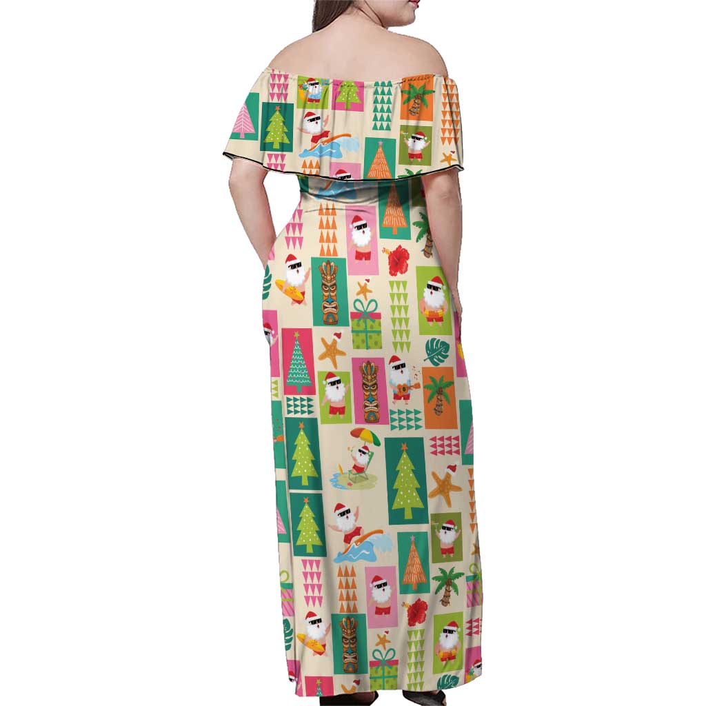 Mele Kalikimaka Hawaii Christmas Family Matching Off Shoulder Maxi Dress and Hawaiian Shirt Funny Santan Hippie Style LT9 - Polynesian Pride