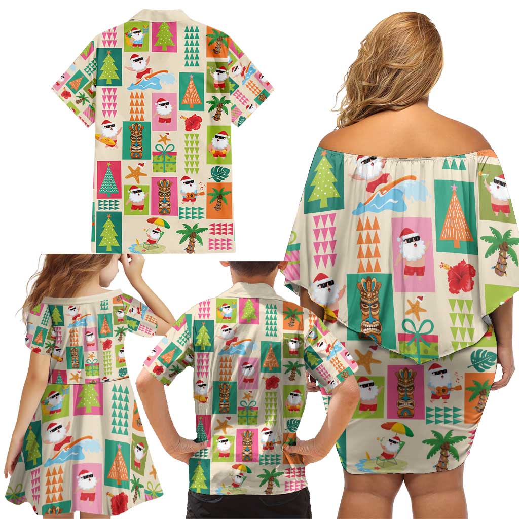 Mele Kalikimaka Hawaii Christmas Family Matching Off Shoulder Short Dress and Hawaiian Shirt Funny Santan Hippie Style LT9 - Polynesian Pride