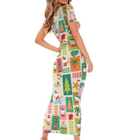 Mele Kalikimaka Hawaii Christmas Short Sleeve Bodycon Dress Funny Santan Hippie Style LT9 - Polynesian Pride