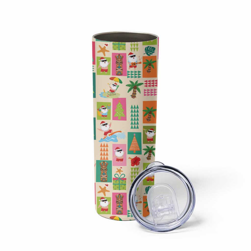 Mele Kalikimaka Hawaii Christmas Skinny Tumbler Funny Santan Hippie Style LT9 - Polynesian Pride