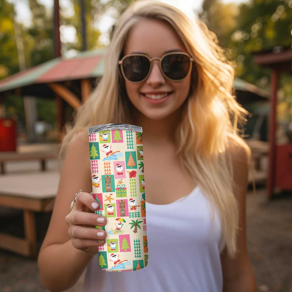 Mele Kalikimaka Hawaii Christmas Skinny Tumbler Funny Santan Hippie Style LT9 - Polynesian Pride