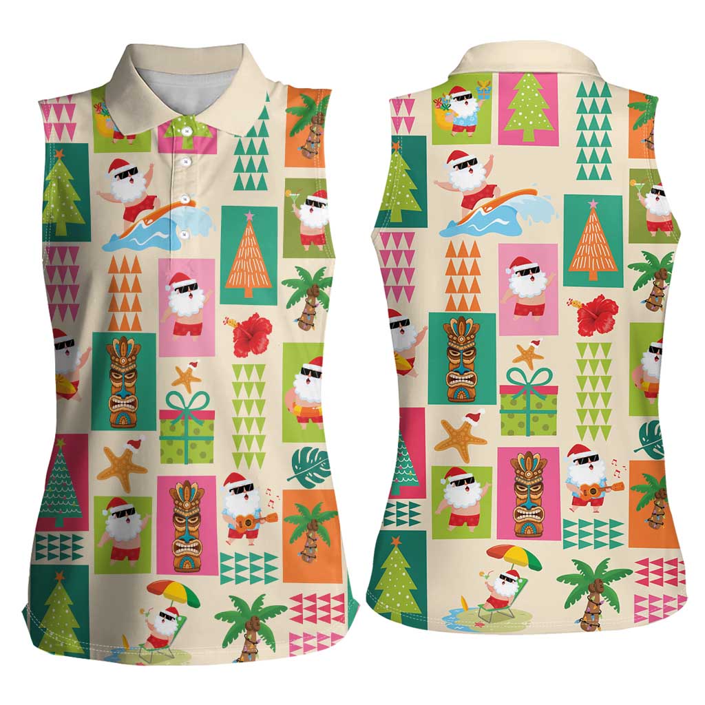 Mele Kalikimaka Hawaii Christmas Women Sleeveless Polo Shirt Funny Santan Hippie Style LT9 - Polynesian Pride