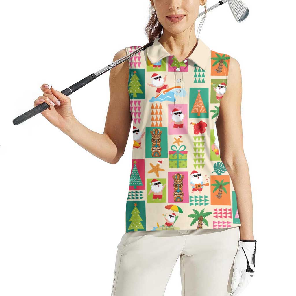 Mele Kalikimaka Hawaii Christmas Women Sleeveless Polo Shirt Funny Santan Hippie Style LT9 - Polynesian Pride