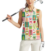 Mele Kalikimaka Hawaii Christmas Women Sleeveless Polo Shirt Funny Santan Hippie Style LT9 - Polynesian Pride