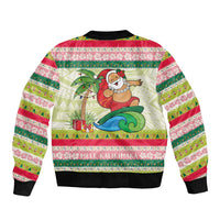Mele Kalikimaka Hawaii Christmas Bomber Jacket Surfing Santa with Polynesian Tribal